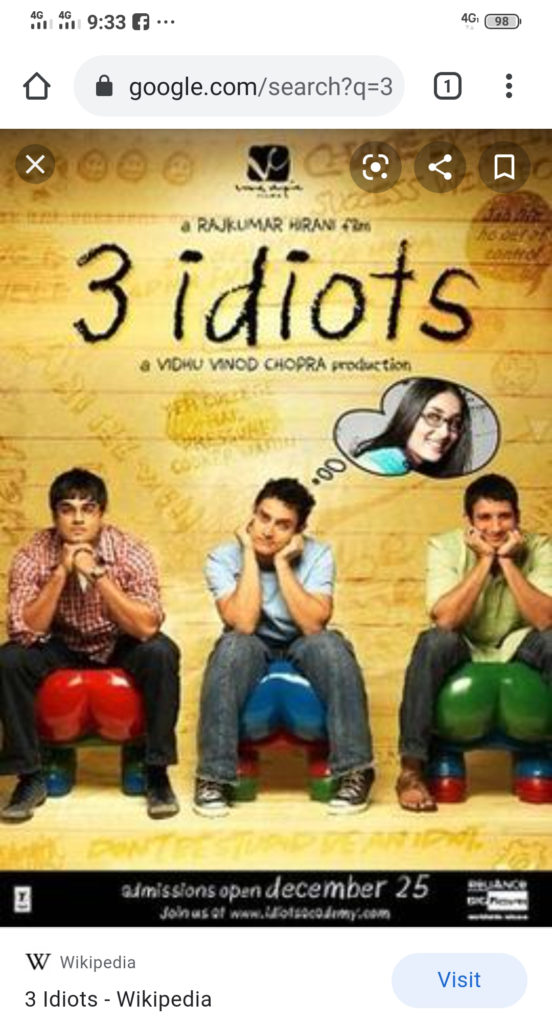 Screencap of the movie 3 Idiots.