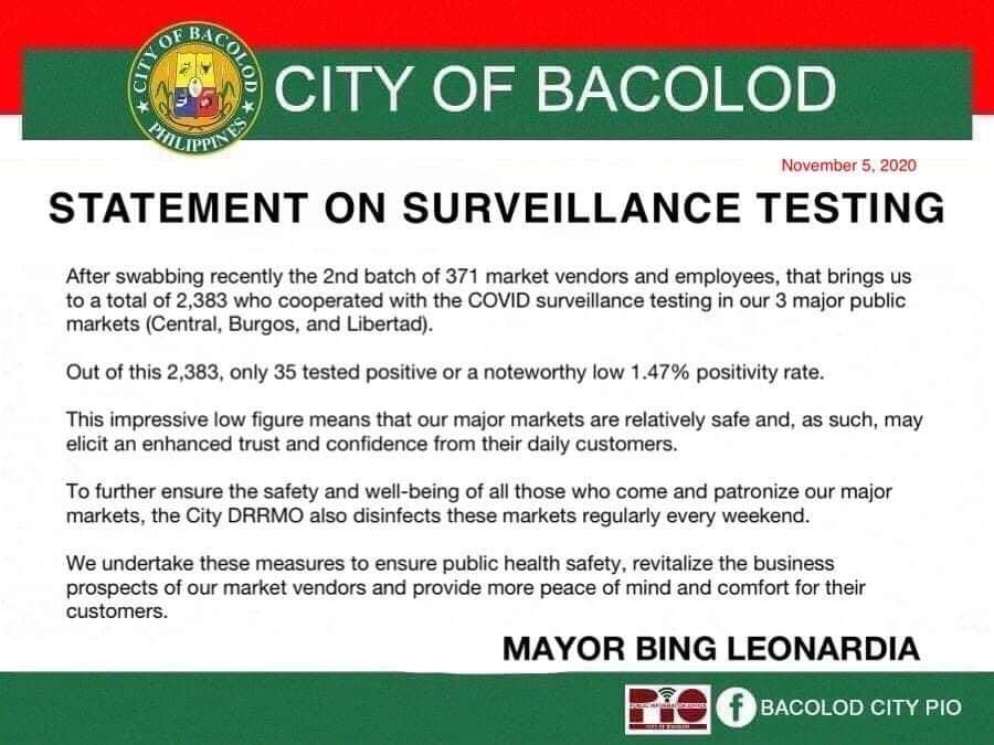 bing: markets in city "relatively safe" 1 Image from Bacolod City PIO FB page.