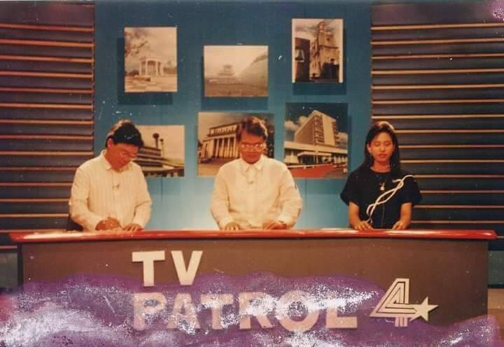post-dictatorship abs-cbn host, local journo passes on 3 Nick Lizares, left, with pioneer hosts of TV Patrol 4. | Photo courtesy of Harold Limbo used with permission