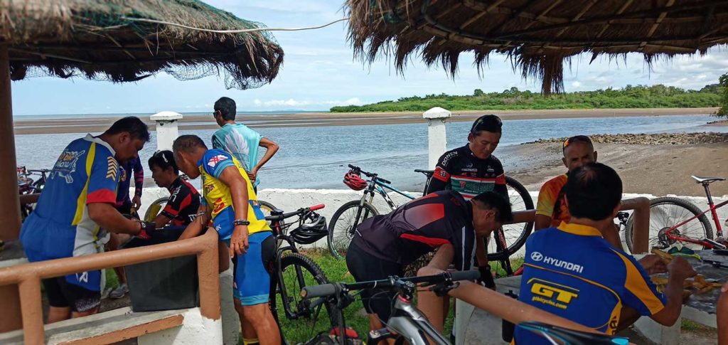 Bike marshals taking their rest time at Batang Peninsula Beach Resort and Rest House last November 3, 2019 after a route trial run from Bacolod to Himamaylan in preparation for the 5th Tour of the Fireflies. | Photo by Richard D. Meriveles.
