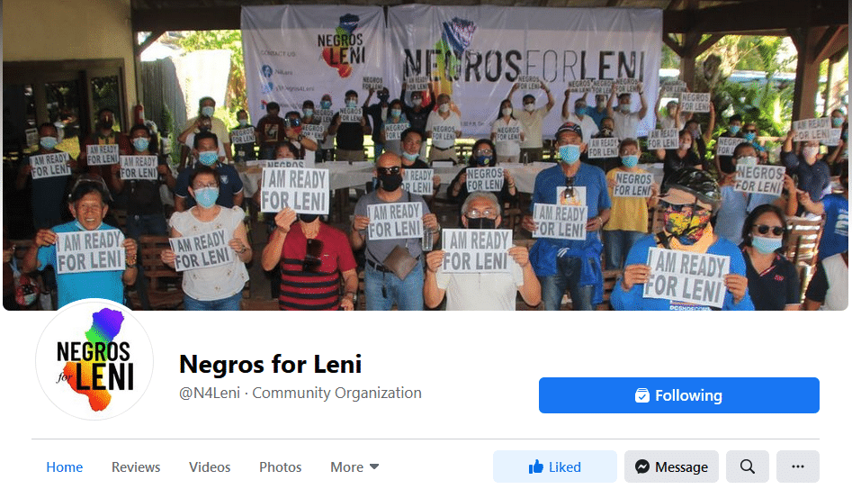 Negros for Leni group. | Photo from Negros for Leni FB page.