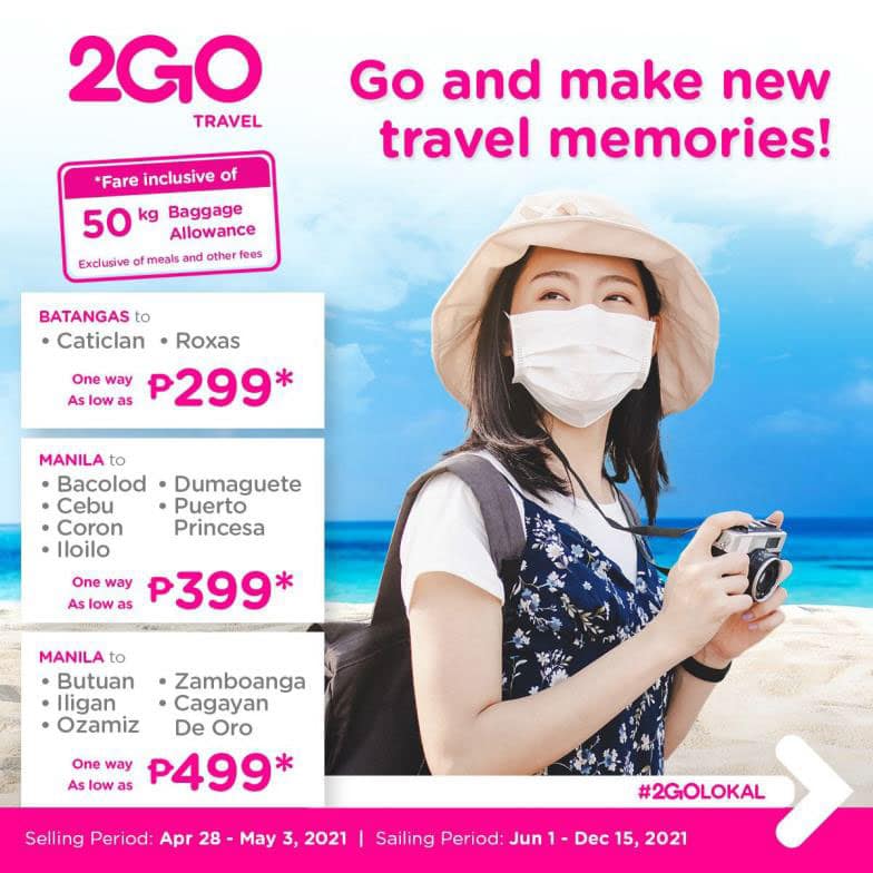 2go travel rates for june 1 to december 15 2021