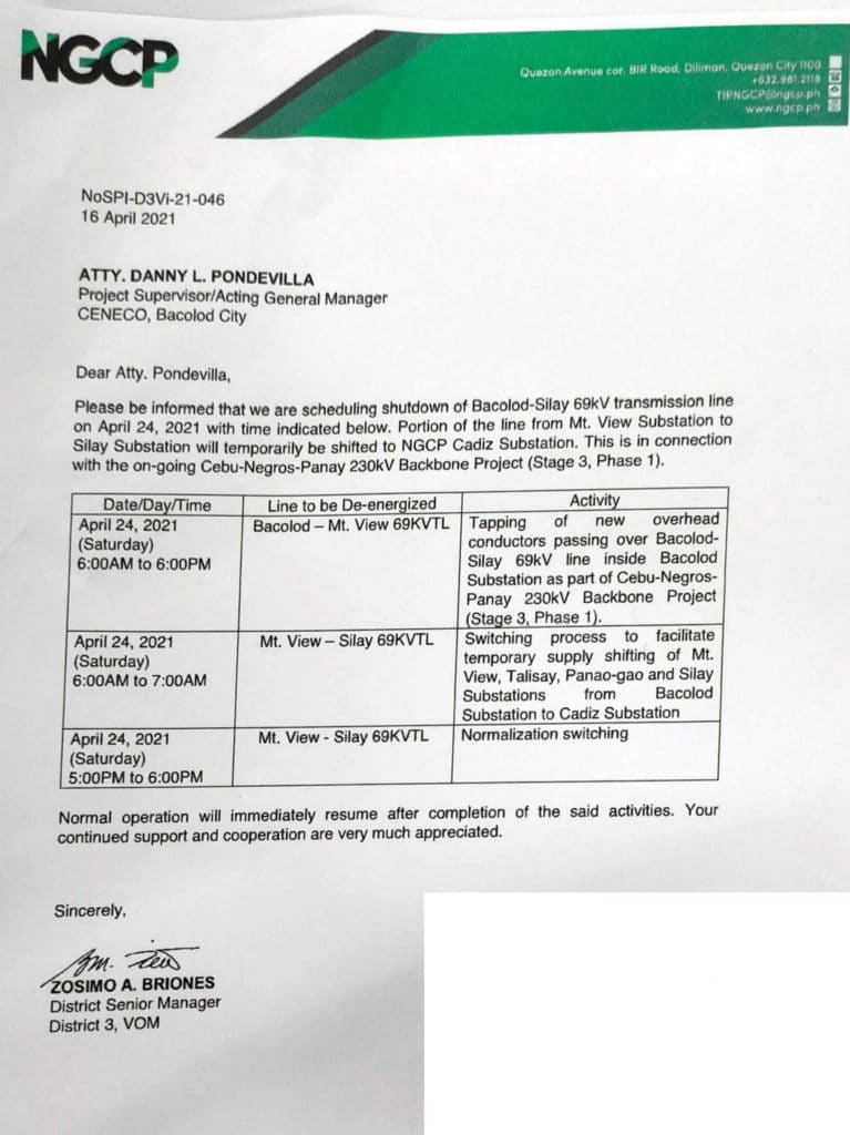 NGCP letter