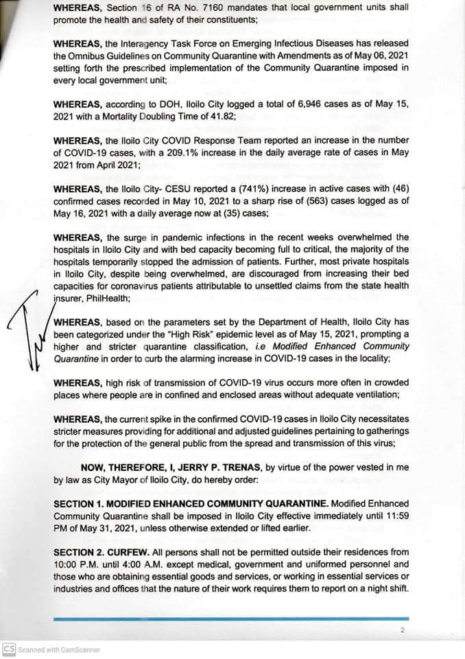 Page 2 of the Executive Order 041-A of Iloilo Mayor Jerry Treñas.