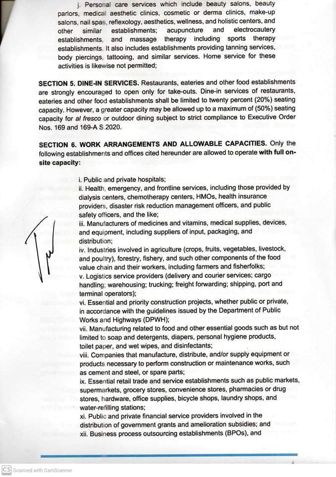 Page 4 of the Executive Order 041-A of Iloilo Mayor Jerry Treñas.