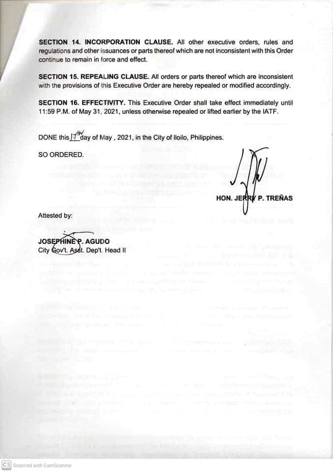 Page 7 of the Executive Order 041-A of Iloilo Mayor Jerry Treñas.
