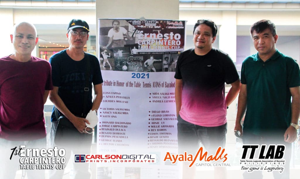 (From left to right) Edward Gabriana, Ronnie "Toto" Apostol, Jorge Carpintero, and Ramon Conlu, Jr. Edward, Toto, and Ramon are once Silay City Table Tennis icons back in the '80s and '90s. | Photo by Richard Meriveles