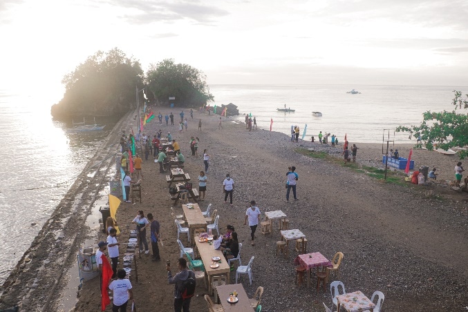 Tables, chairs and grills are setup in Pana-on, Brgy. 2.