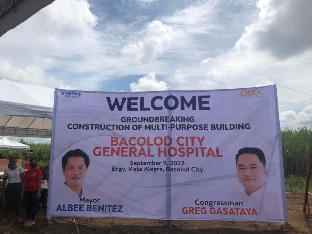 At the Site. The site for the groundbreaking ceremony in Vista Alegre is ready for top national and local officials who are expected to arrive for the ceremony today that signals the start of the construction for the Bacolod City General Hospital, a historic first government-owned medical facility here. Bacolod is the provincial center of Negros Occidental with an estimated population of 600,000. The lot where the hospital will be built was donated by the Gensoli family. | Photo by Nikki Magbanua