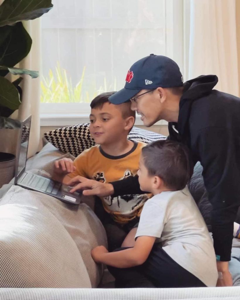 audie with kids