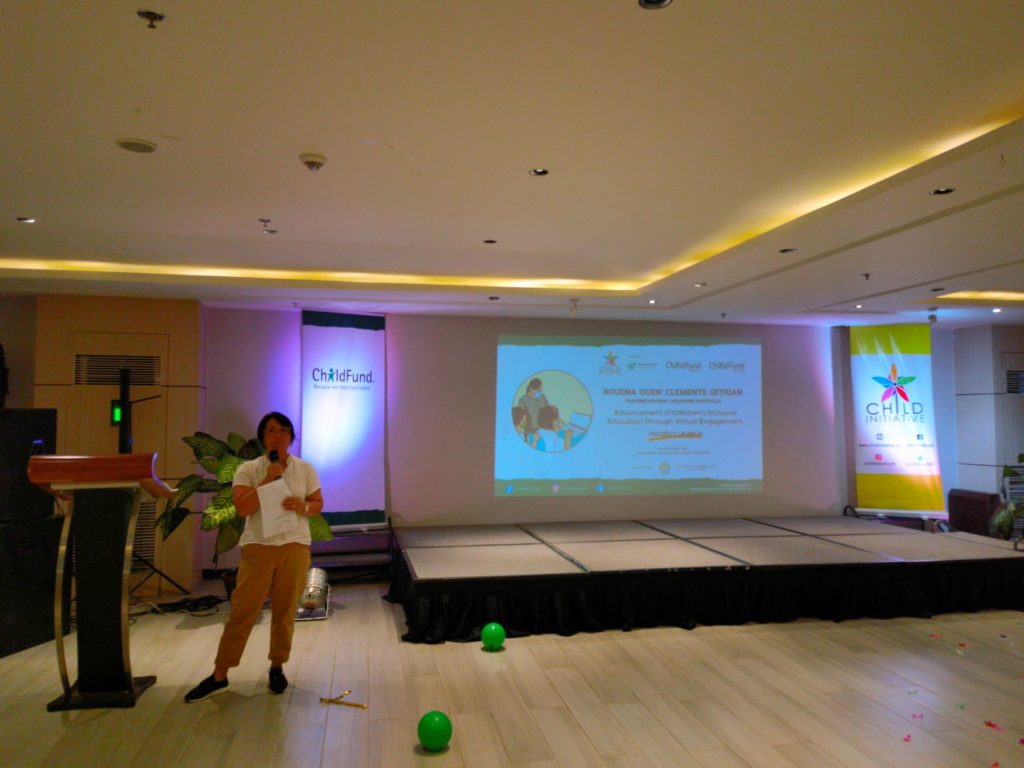 Rouena Clemente Getigan, Partnership Advisor of ChildFund Australia giving her speech.