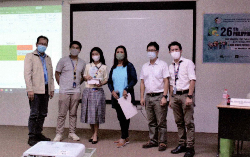 From Left: CSS Luis O. Gonzales, Mr. John Lewis Pabilona, Ms. Yanah Grace L. Trangco, Dr. Jessamine S. Calma, Mr. Reginald Hudierez and Mr. Richel Gumban during the 26th Philippine Statistics Quiz awarding ceremony.