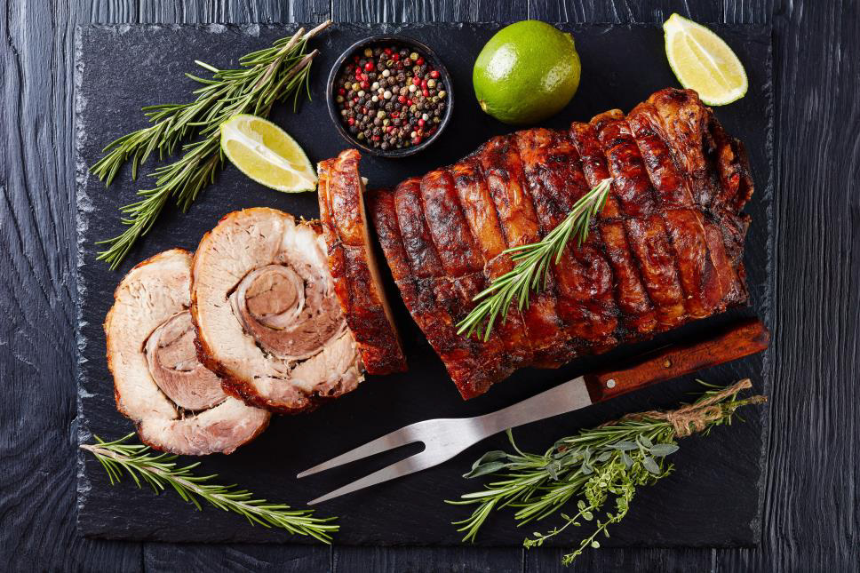 Celebration feast featuring Arima Restaurant’s version of porchetta