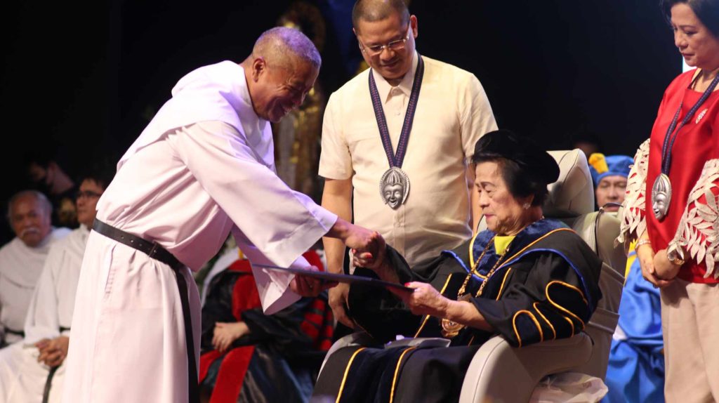 “The honoris causa,” said University President Rev. Fr. Joel Alve OAR, “is given today not because of the person’s stature or money but because of the outcomes of their contributions to the industry.”