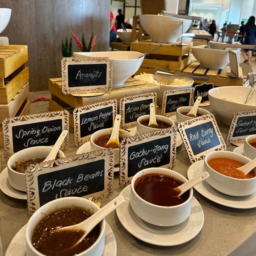 Ultimate – build your own rice and noodle bowls from a 45-foot-long buffet of ingredients and over 30 kinds of sauces